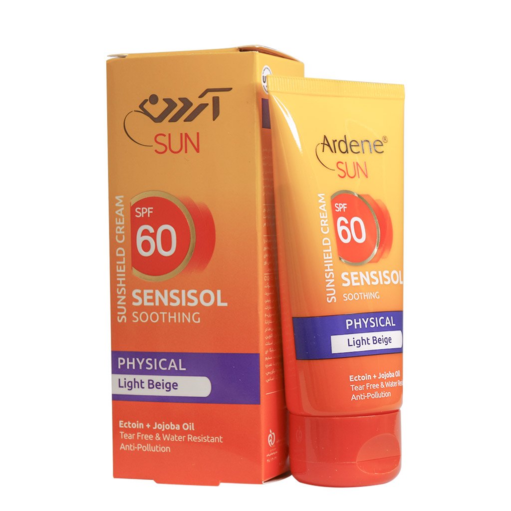 کرم ضد آفتاب رنگی SPF60 فاقد جاذب های شیمیایی آردن مناسب پوست های خشک و حساس 50 گرمی