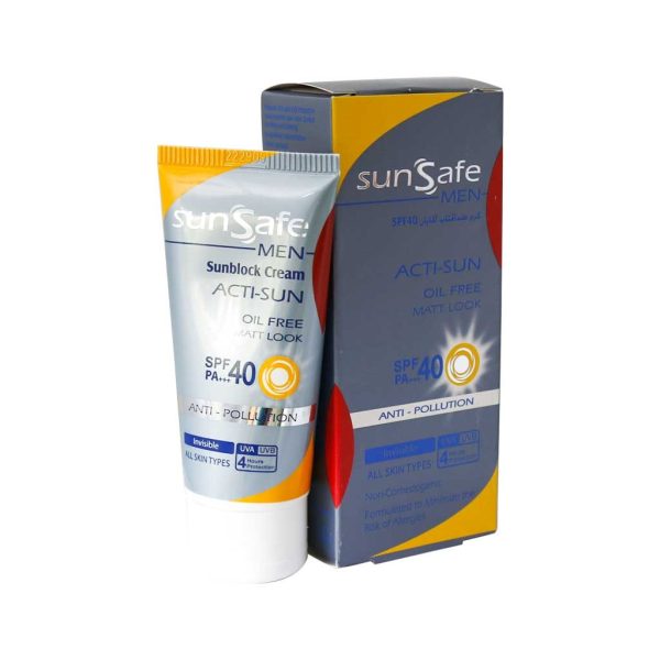 کرم ضد آفتاب فاقد چربی SPF40 آقایان سان سیف مناسب برای انواع پوست 50 گرمی