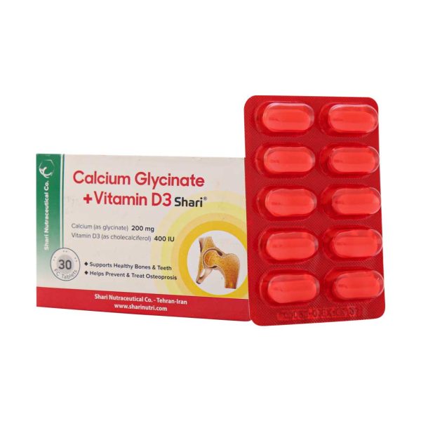 قرص کلسیم گلایسینات و ویتامین D3 شاری 30 عدد